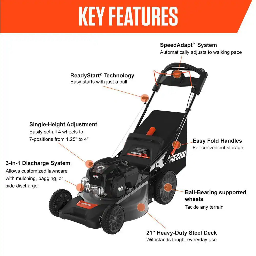 21 In. 163 Cc Briggs and Stratton Gas 3-In-1 One Blade RWD Self-Propelled Walk behind Lawn Mower W/ 7 Height Adjustments