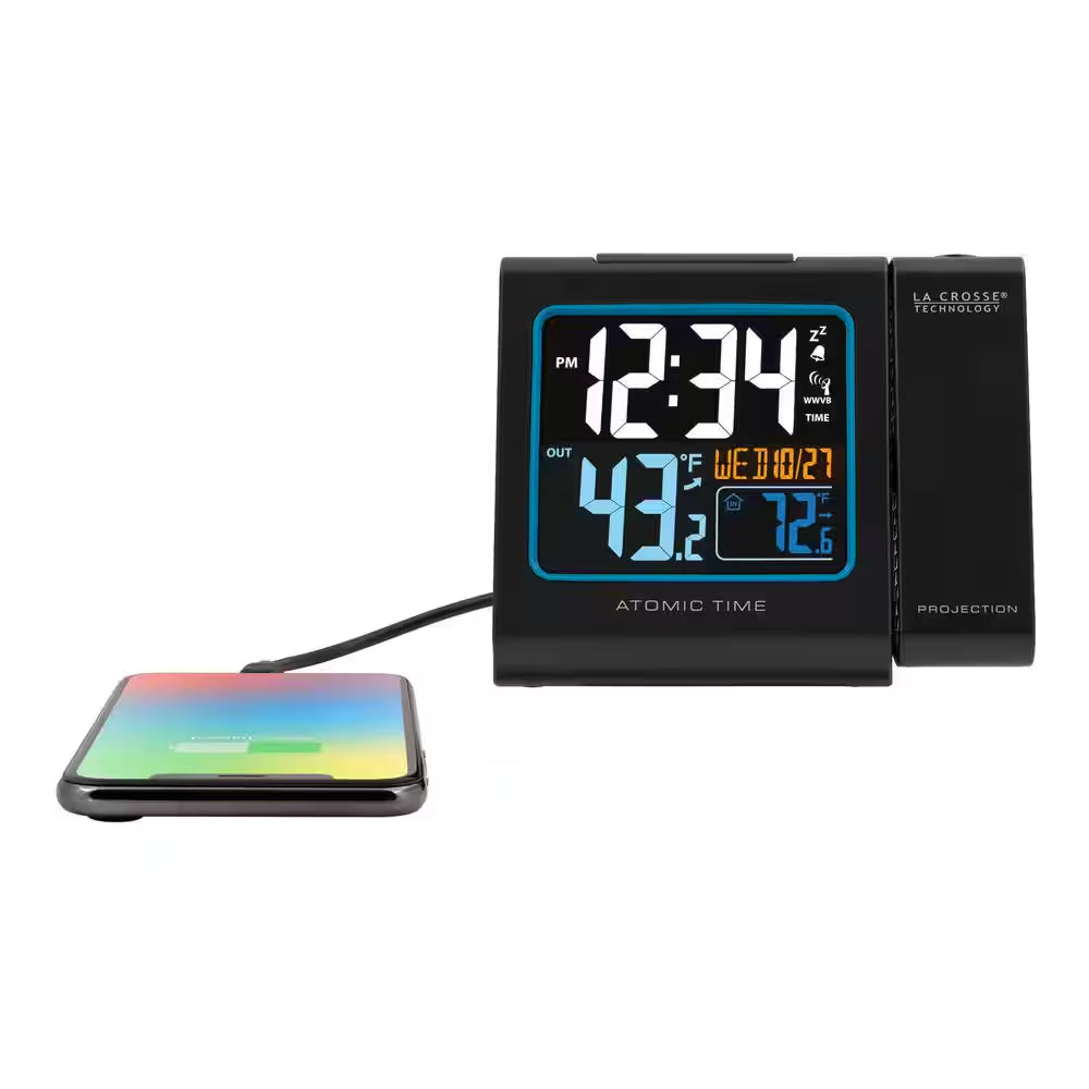 5 In. Color Projection Atomic Digital Alarm Clock with Outdoor Temperature