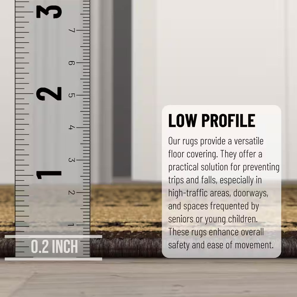 Ottohome Collection Non-Slip Rubberback Bordered Design 2X7 Indoor Runner Rug, 1 Ft. 10 In. X 7 Ft., Dark Brown