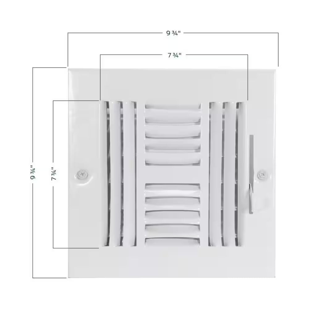 7-3/4 in X 7-3/4 in 4-Way Steel Wall/Ceiling Register, White