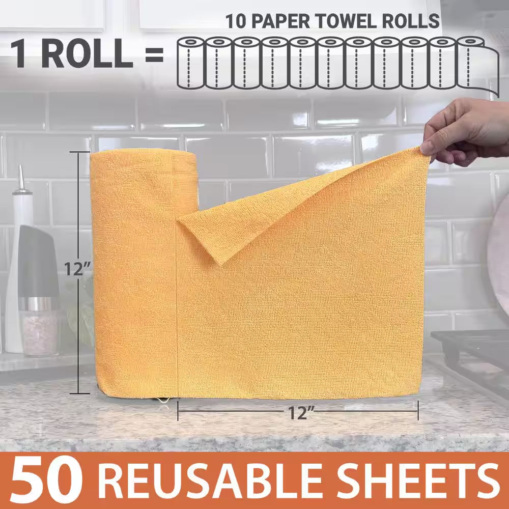 Easy-Tear 12 In. X 12 In. Microfiber Cloth Roll (50 Count)