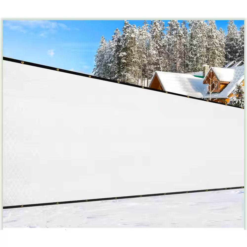 3 Ft. X 10 Ft. White Privacy Fence Screen Mesh Fabric Cover Windscreen with Reinforced Grommets for Garden Fence