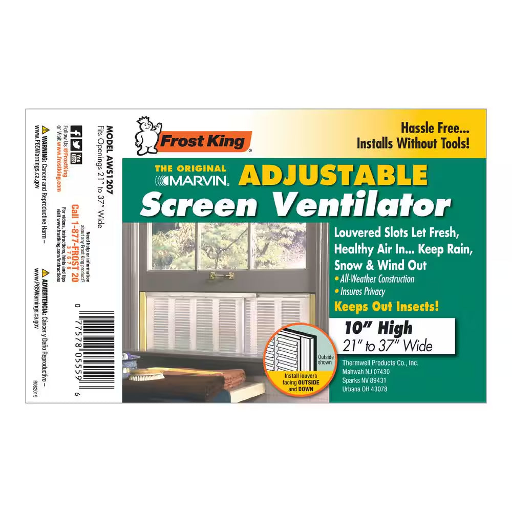 37 In. X 10 In. Grey Aluminum Adjustable Screen Ventilator