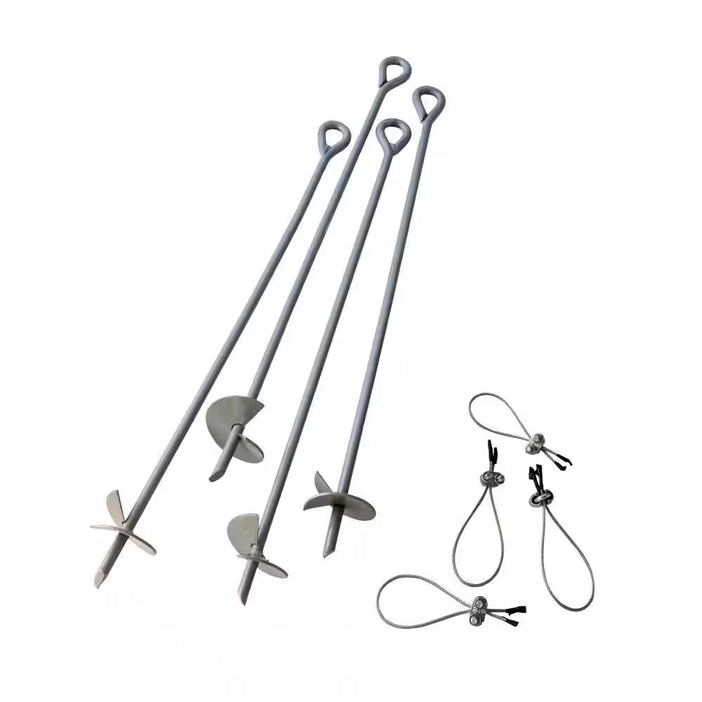 30 In. Earth Anchor Set (4-Piece) W/ Heavy-Duty, Corrosion-Resistant Steel Construction and Spinnable Corkscrew Design