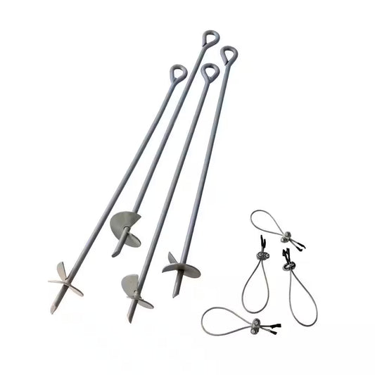 30 In. Earth Anchor Set (4-Piece) W/ Heavy-Duty, Corrosion-Resistant Steel Construction and Spinnable Corkscrew Design