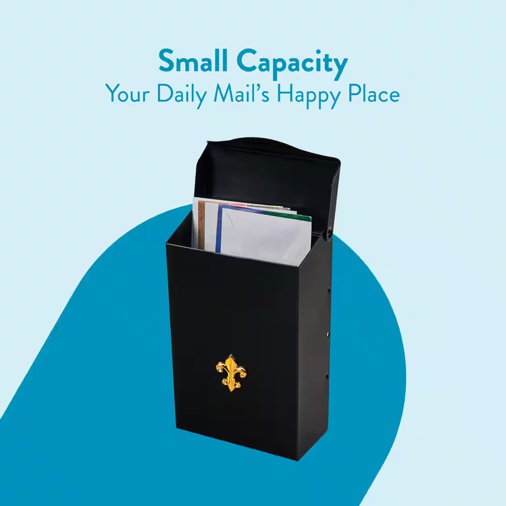 City Classic Black, Small, Steel, Vertical, Wall Mount Mailbox