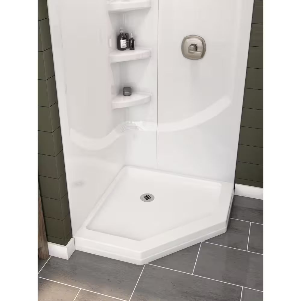 38 In. W X 73.88 In. H 2-Piece Direct-To-Stud Corner Shower Wall Surrounds in White