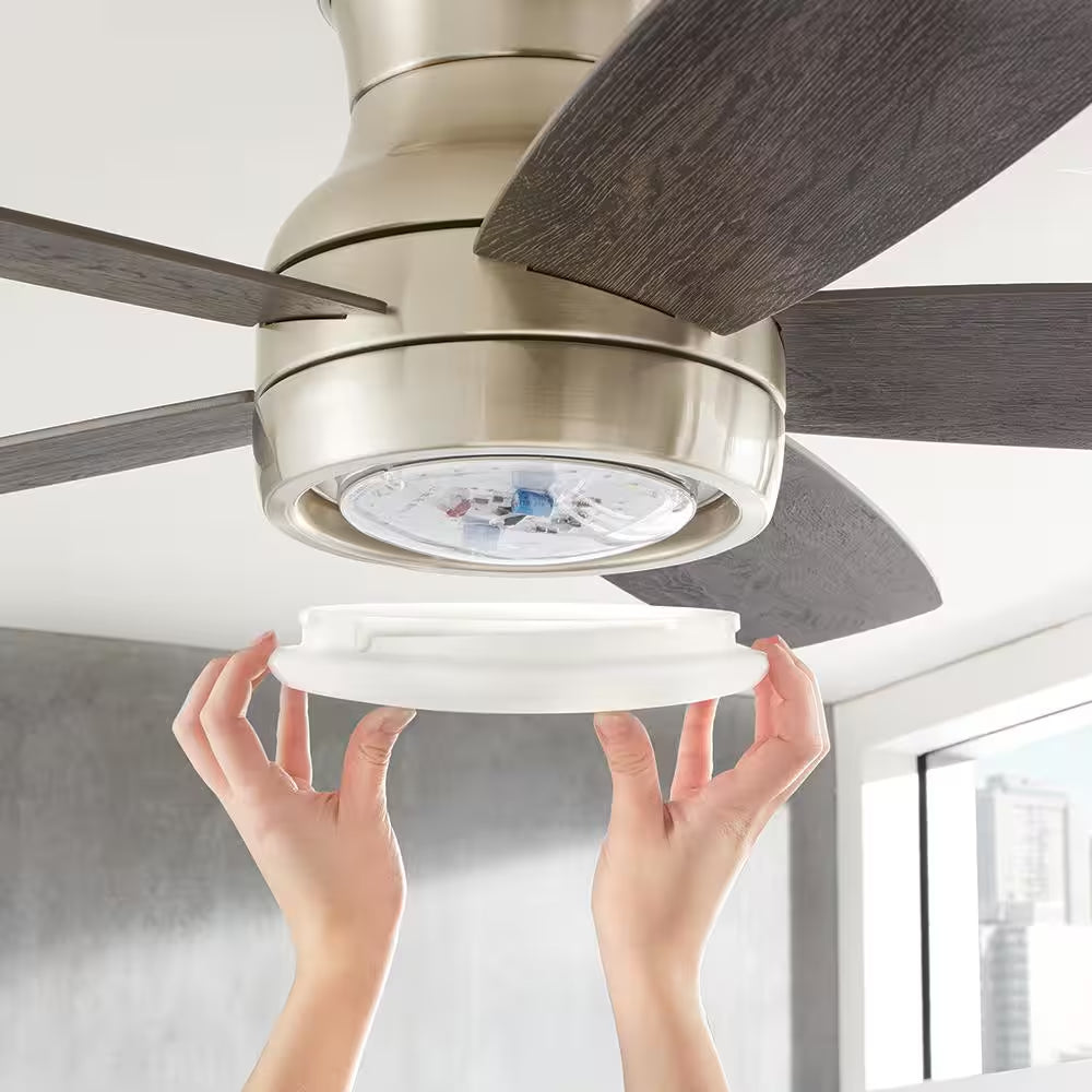 Ashby Park 52 In. White Color Changing Integrated LED Brushed Nickel Ceiling Fan with Light Kit and Remote Control