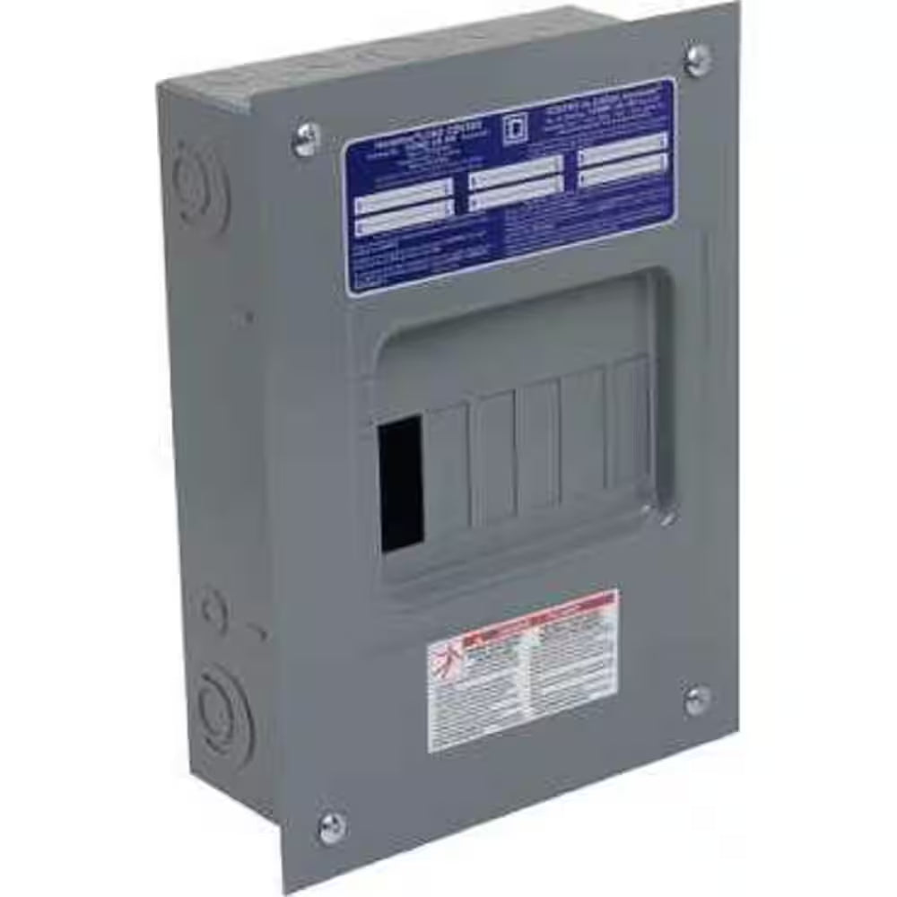 Homeline 100 Amp 6-Space 12-Circuit Indoor Flush Mount Main Lug Load Center with Cover No Door(Hom612L100Fcp)