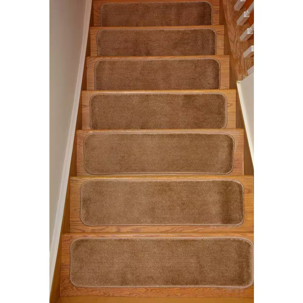 Comfy Collection Beige 8 ½ Inch X 30 Inch Indoor Carpet Stair Treads Slip Resistant Backing (Set of 13)