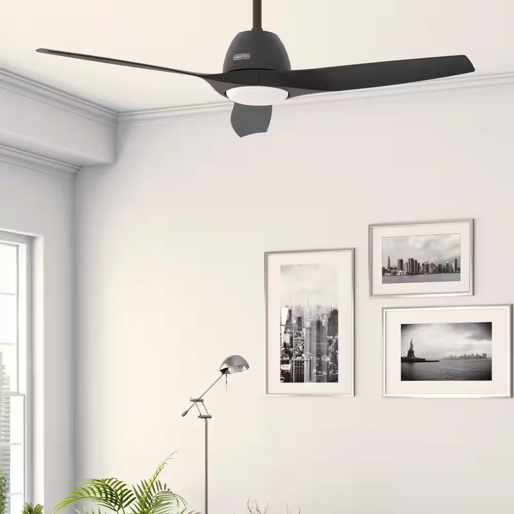 Triflow 52 In. LED Indoor/Outdoor Matte Black Ceiling Fan with Light Kit and Remote Included