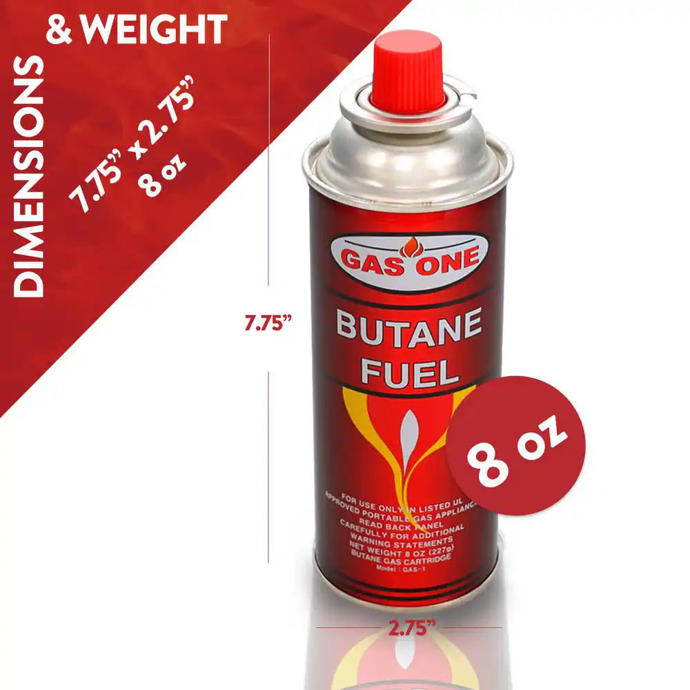 8 Oz. Butane Fuel Canister Cartridge with Safety Release Device (8-Pack)