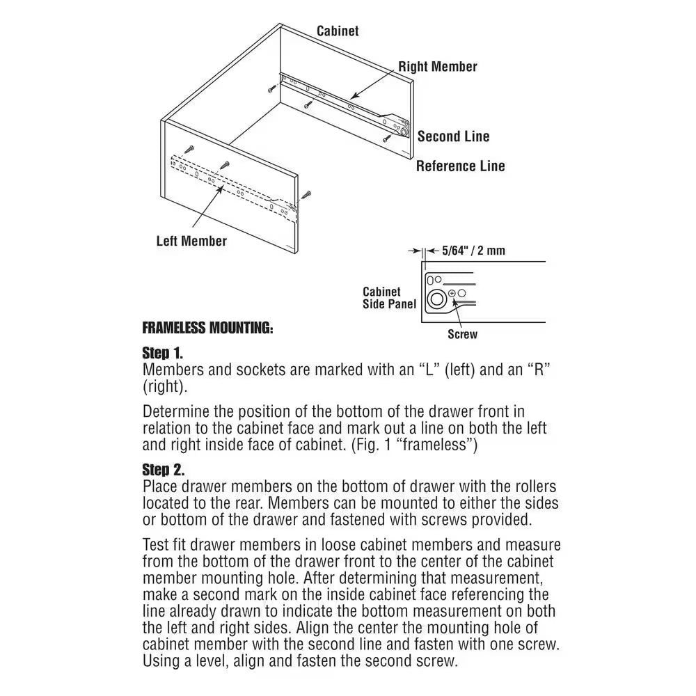 Self-Closing Design -Fits Most Bottom/ Side-Mounted Drawer Systems -15-3/4" Steel Tracks, Plastic Wheels, White (1-Pair)
