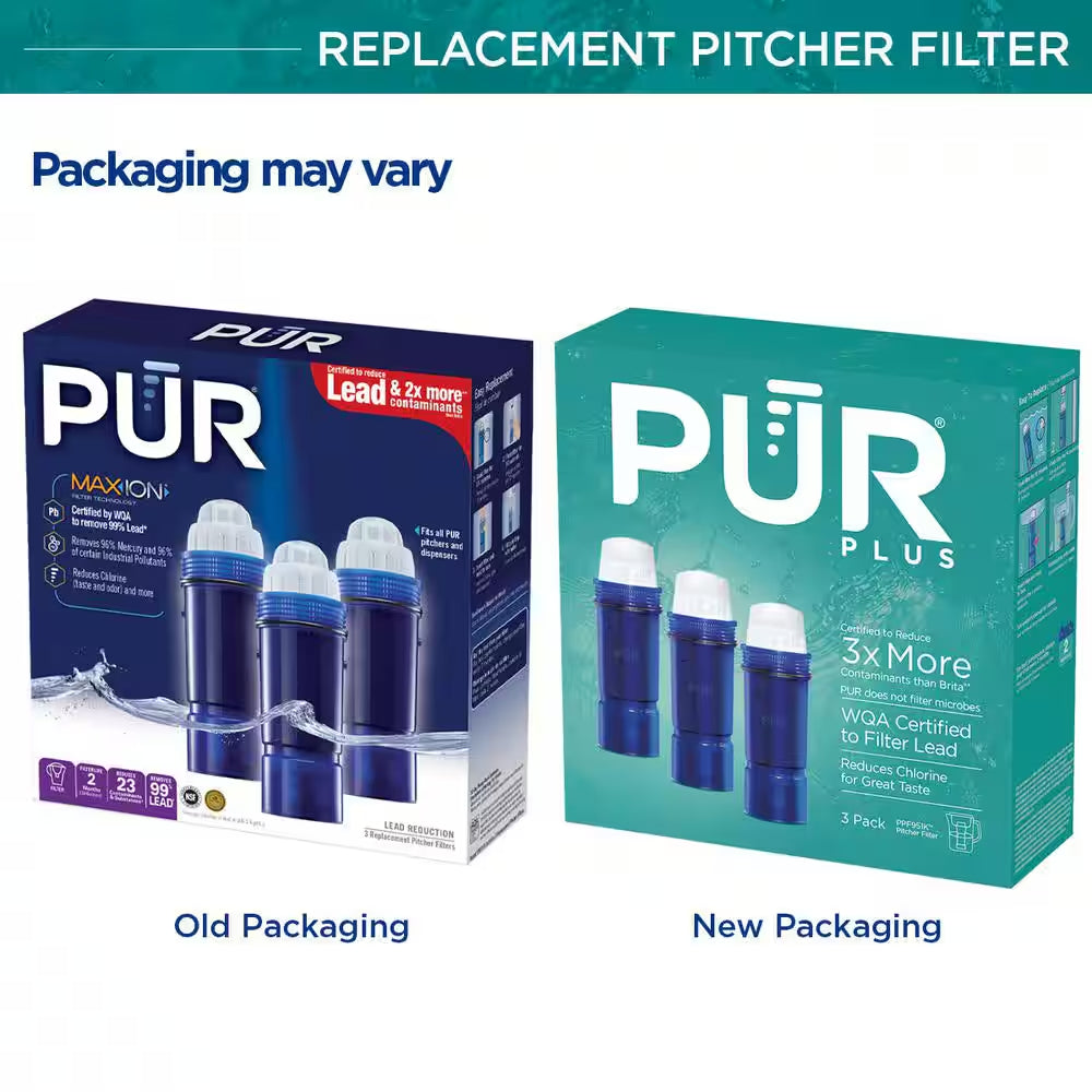 PLUS Water Pitcher Replacement Filters with Lead Reduction Water Filter Cartridge (3-Pack)