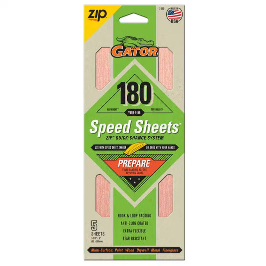 Speed Sheets 3-2/3 In. X 9 In. 180 Grit Very Fine Hook and Loop Sand Paper (5-Pack)