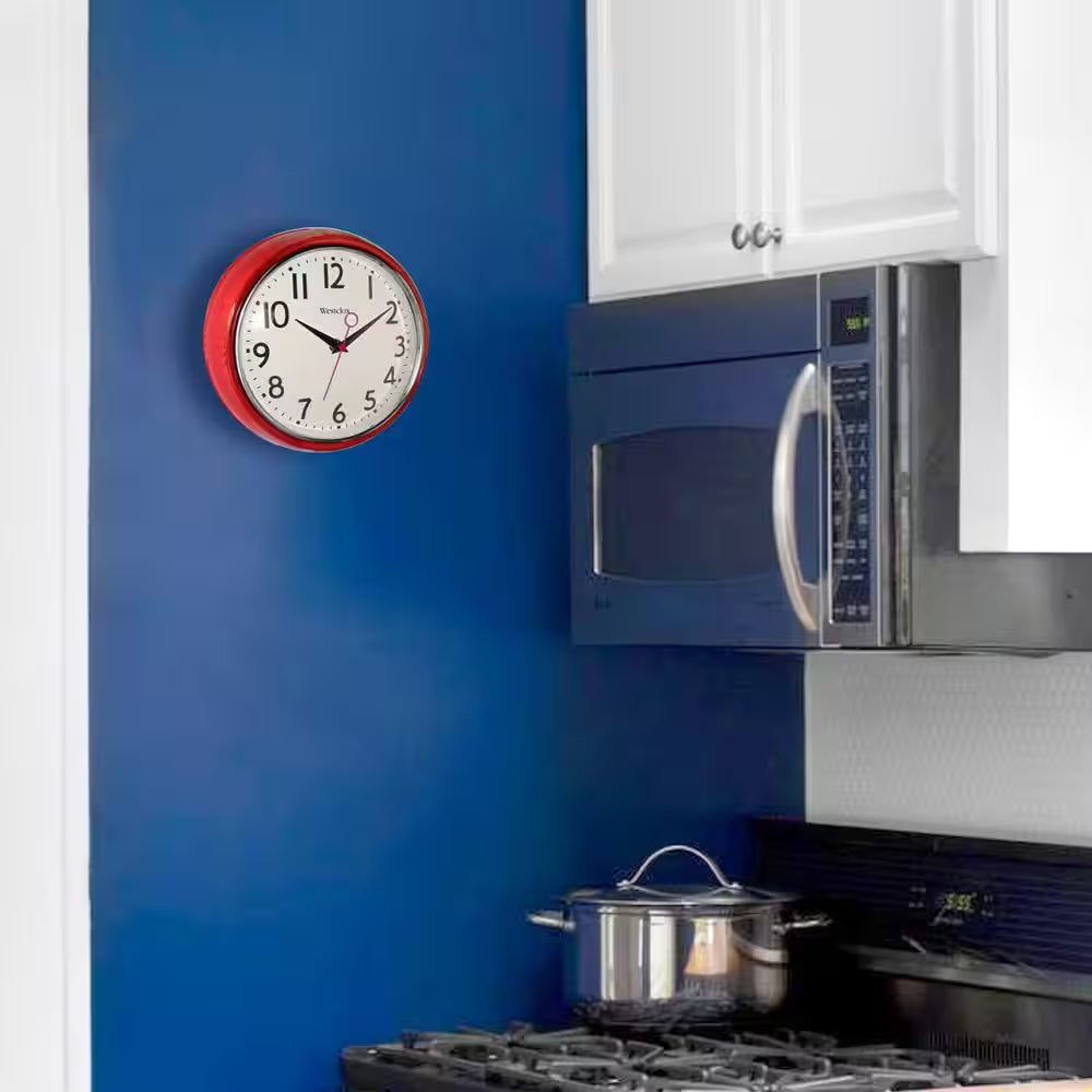 9.5 In. Red Retro Wall Clock