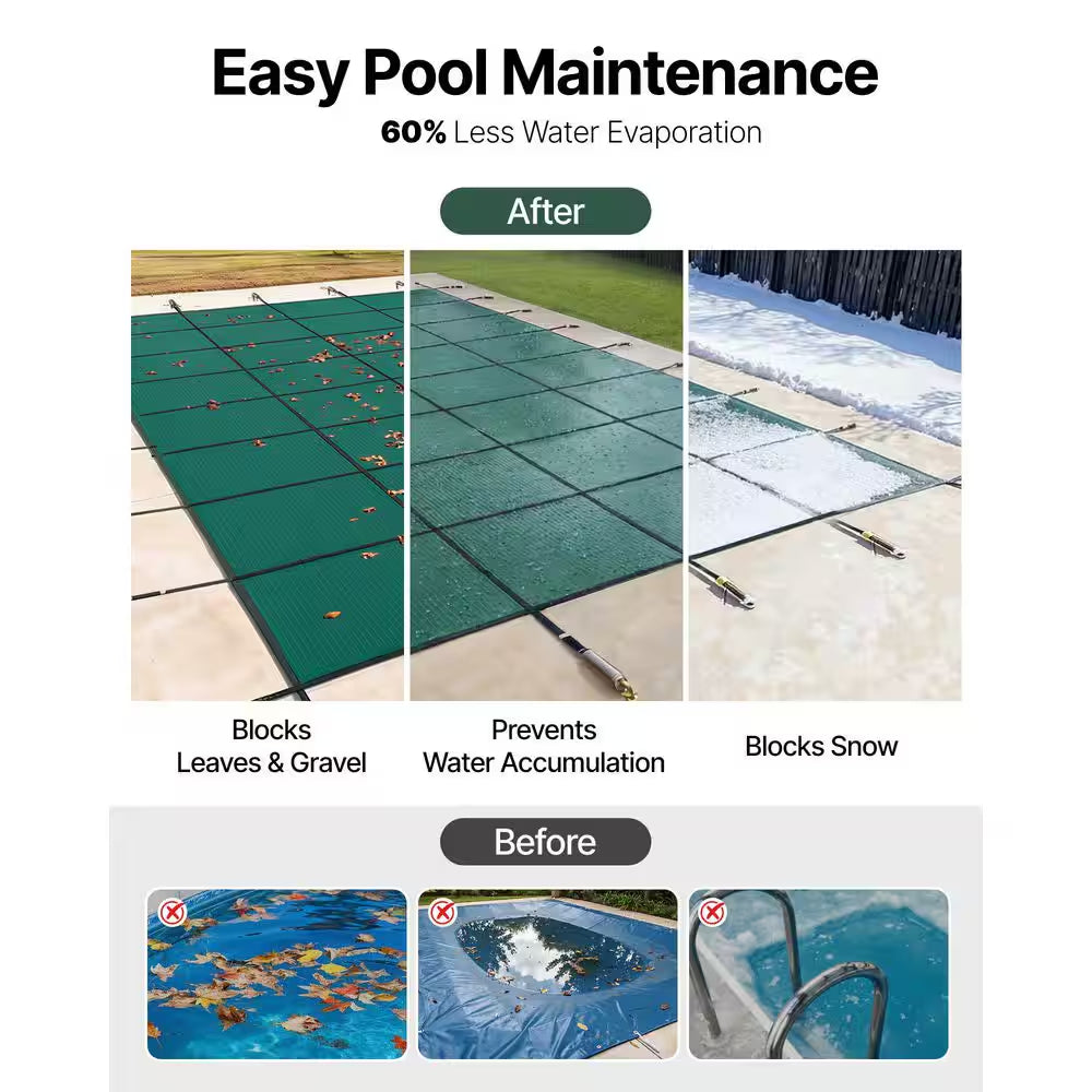 20 Ft. X 40 Ft. Rectangle In-Ground Pool Safety Covers Child Inground Safety Pool Cover for Swimming