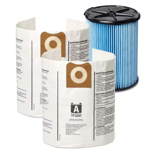 Genuine Filter Kit with VF5000 Fine Dust Filter and VF3502 Dust Bags for Select 12-16 Gal.  Shop Vacuums