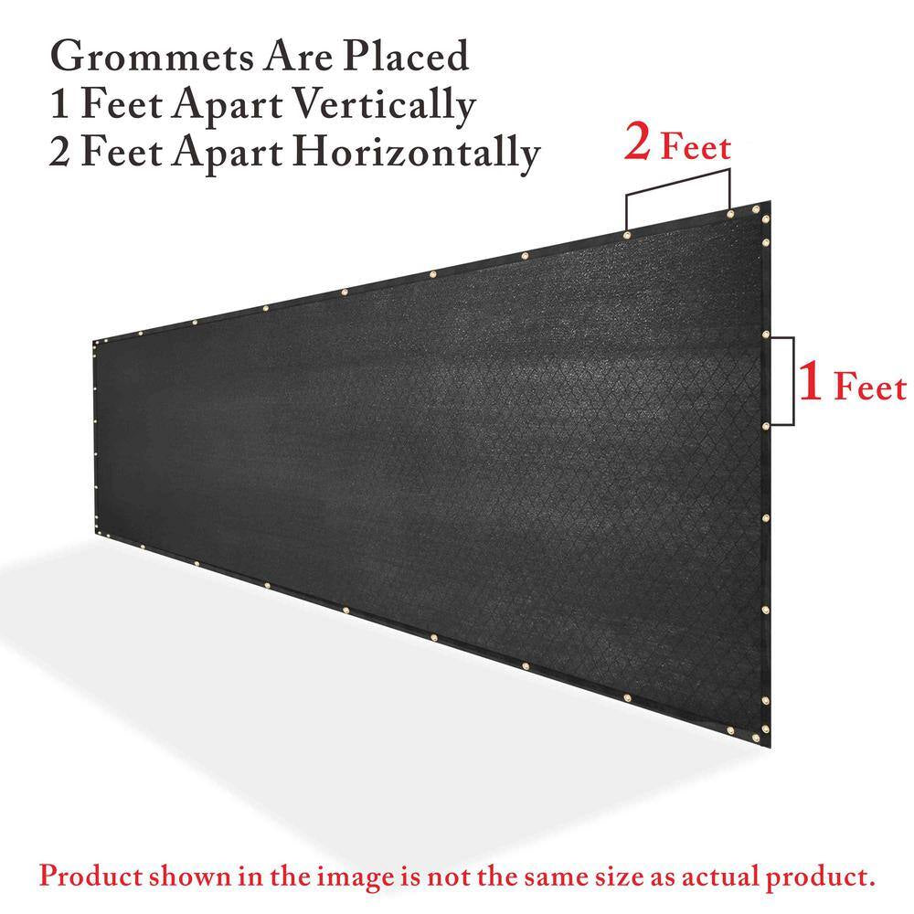 8 Ft. X 12 Ft. Black Privacy Fence Screen Mesh Fabric Cover Windscreen with Reinforced Grommets for Garden Fence
