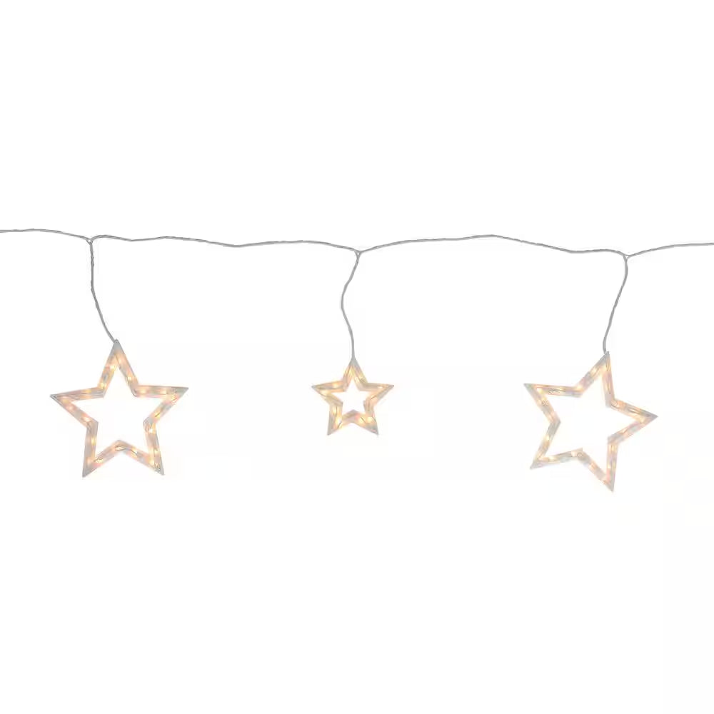 7 Ft. 6-Light Clear Star Shaped Icicle Christmas Lights with White Wire