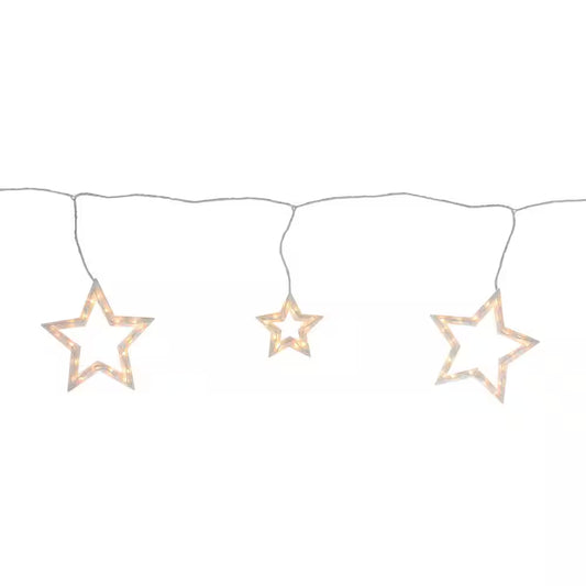 7 Ft. 6-Light Clear Star Shaped Icicle Christmas Lights with White Wire