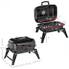 14 In. Iron Porcelain Portable Folding Outdoor Tabletop Charcoal Barbecue Grill in Black with Compact Design