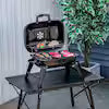 14 In. Iron Porcelain Portable Folding Outdoor Tabletop Charcoal Barbecue Grill in Black with Compact Design