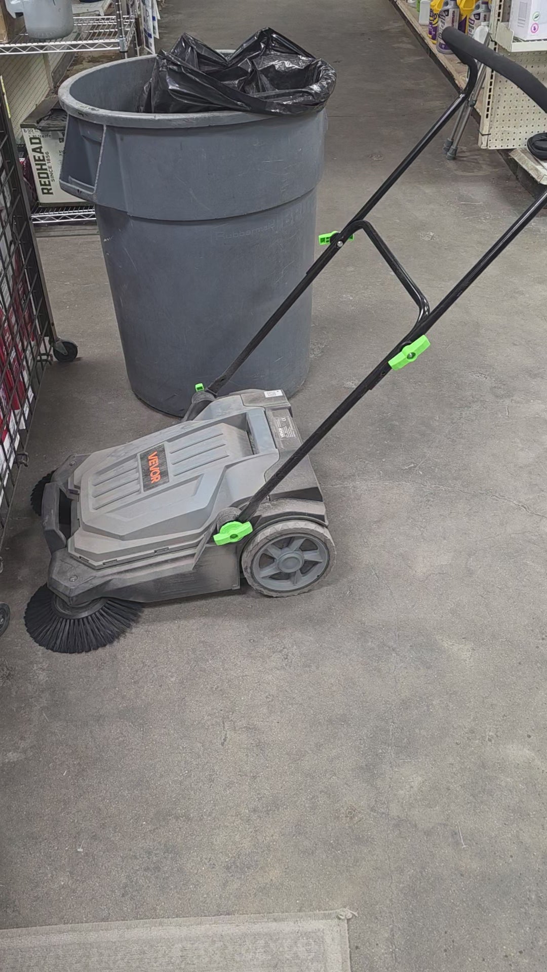 VEVOR Walk-Behind Hand Push Floor Sweeper 25.6 in. 5 gal.
