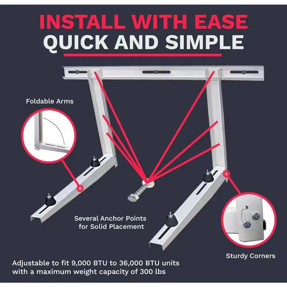 9000 - 36000 BTU Outdoor Wall Mounting Bracket for Ductless Mini Split Air Conditioners and Heat Pumps