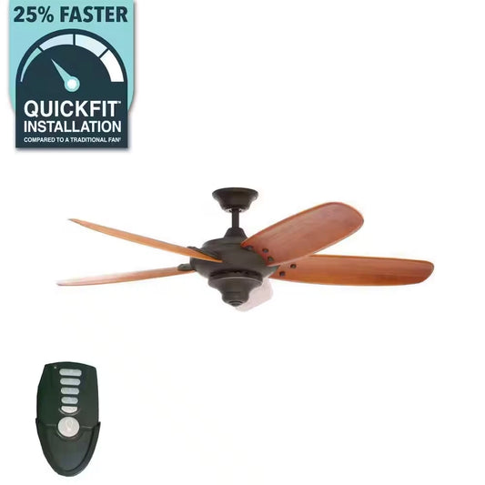 Altura 56 In. Indoor Oil-Rubbed Bronze Ceiling Fan with Downrod, Remote and Reversible Motor; Light Kit Adaptable