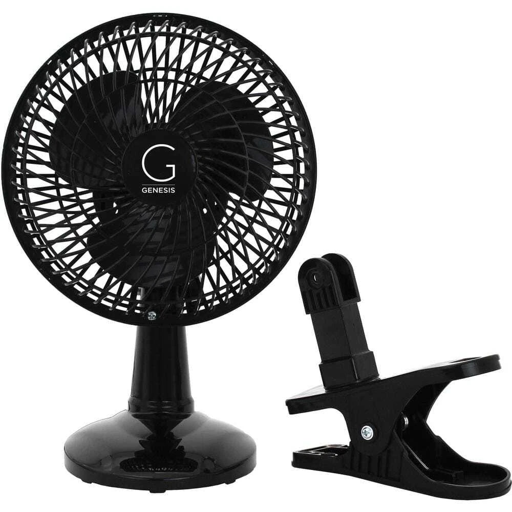 6 In. Convertible Table-Top and Clip Fan Fully Adjustable Head, 2 Quiet Speeds - Black
