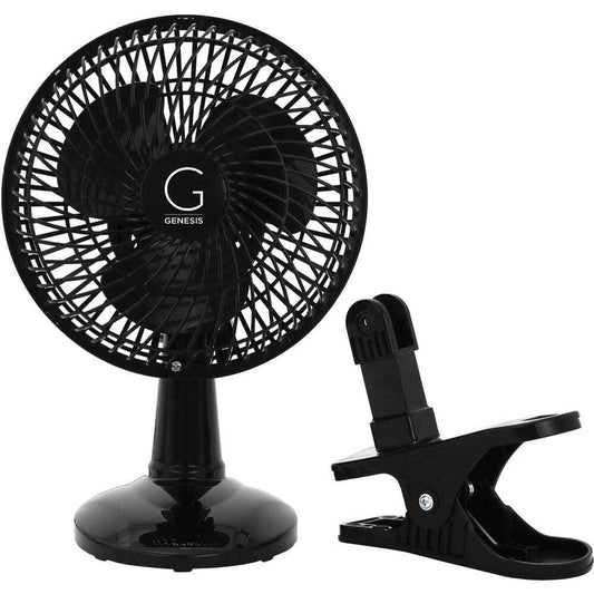 6 In. Convertible Table-Top and Clip Fan Fully Adjustable Head, 2 Quiet Speeds - Black