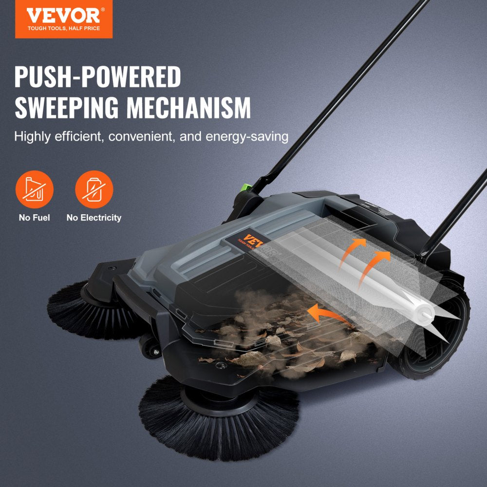 VEVOR Walk-Behind Hand Push Floor Sweeper 25.6 in. 5 gal.