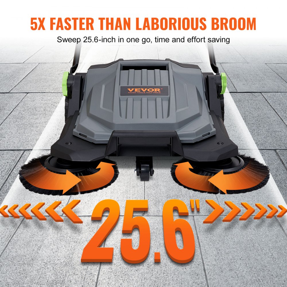 VEVOR Walk-Behind Hand Push Floor Sweeper 25.6 in. 5 gal.