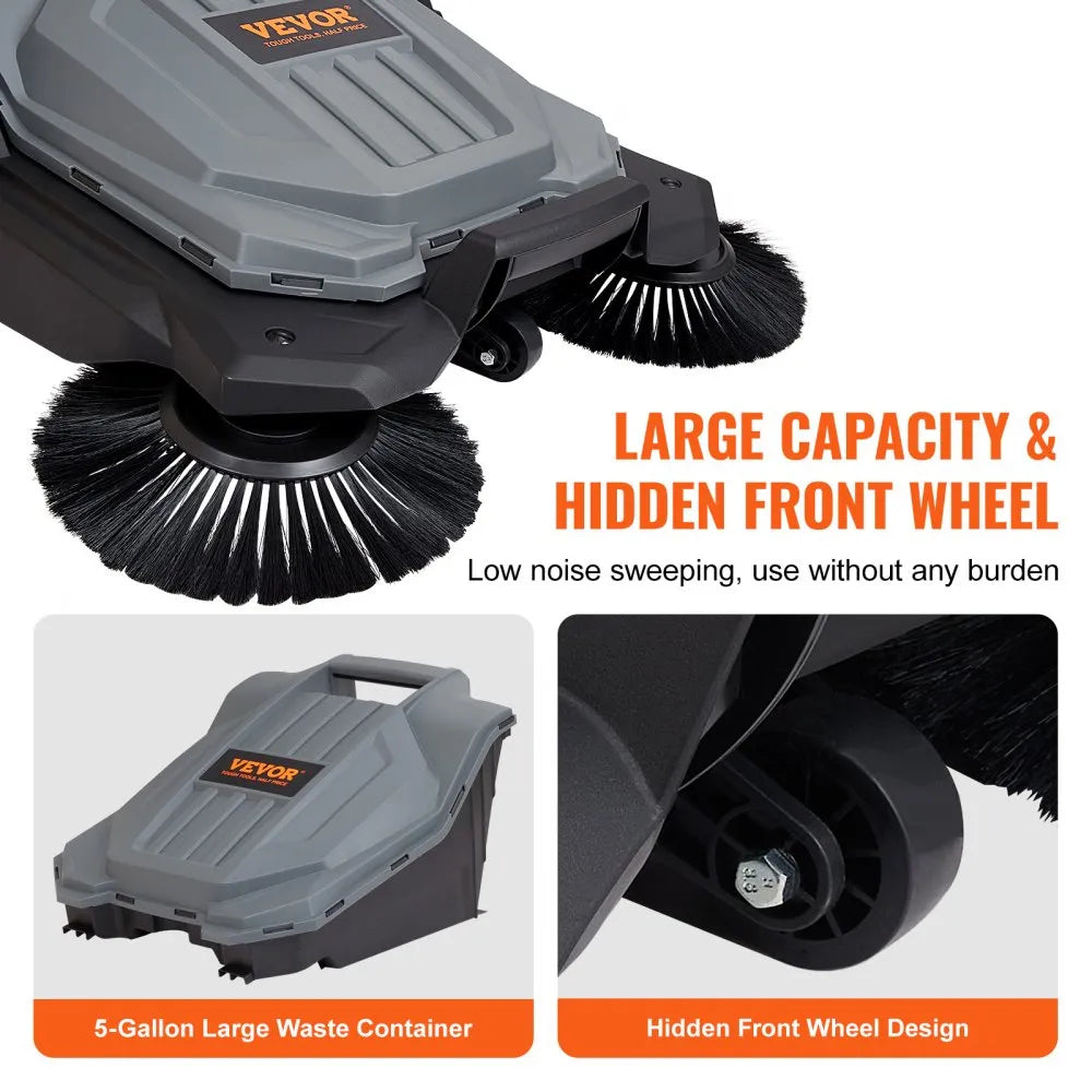 VEVOR Walk-Behind Hand Push Floor Sweeper 25.6 in. 5 gal.