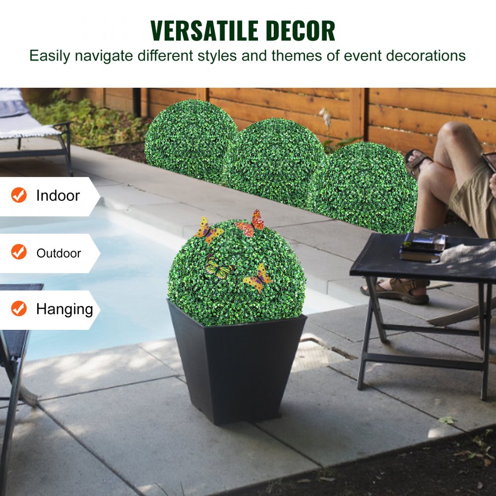 VEVOR Artificial Boxwood Topiary Balls 16 in. 2 Pieces