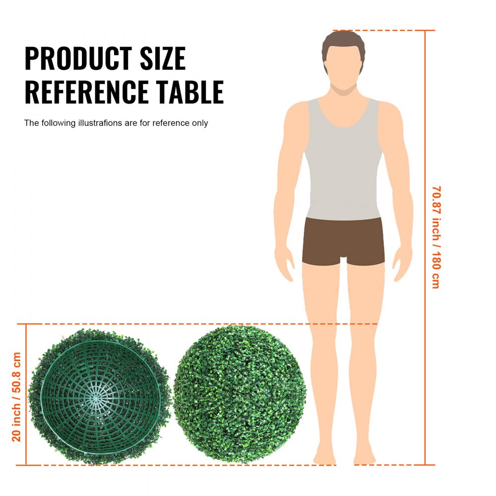VEVOR Artificial Boxwood Topiary Balls 20 in. 2 Pieces